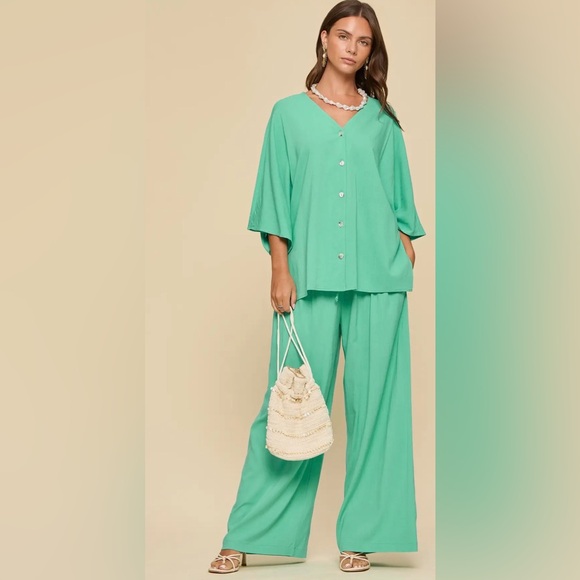 Dear Scarlett Pants - Relaxed Wide-Leg Women’s Pant Set in Mint Green